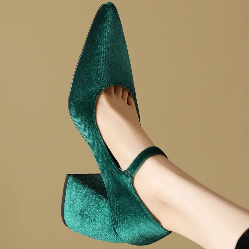 Square High Heels Mary Jane Women's Office Party Wedding Shoes