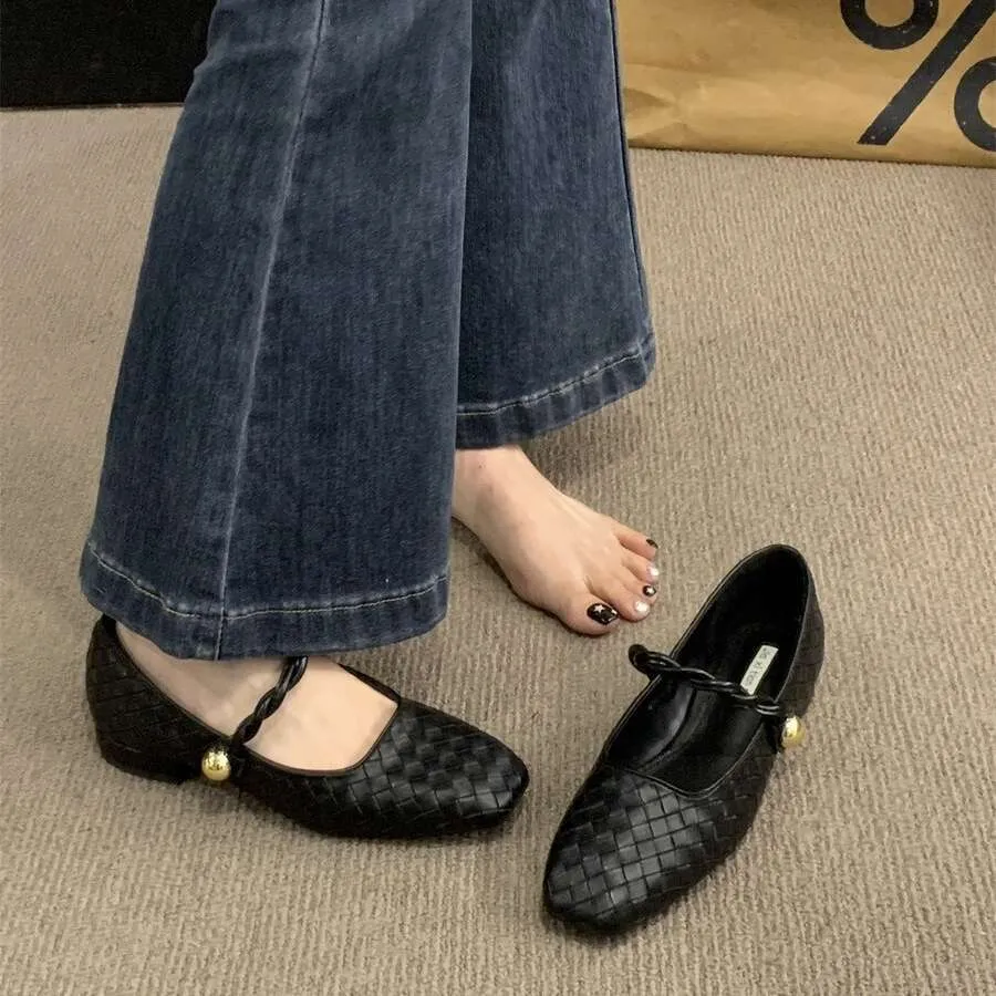 French Women's Mary Jane Shoes Spring Autumn New Square Toe Low Heel Niche Temperament Single Footwear