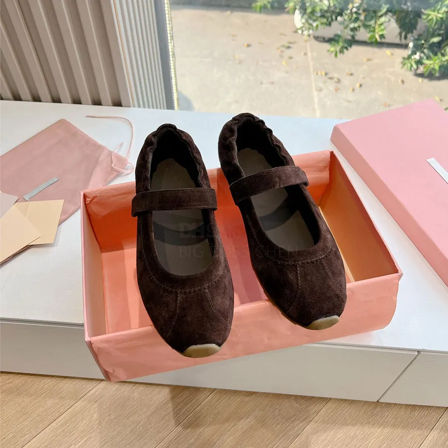 Round Toe Suede Mary Jane Ballet Flats Lace Up Loafers For Women