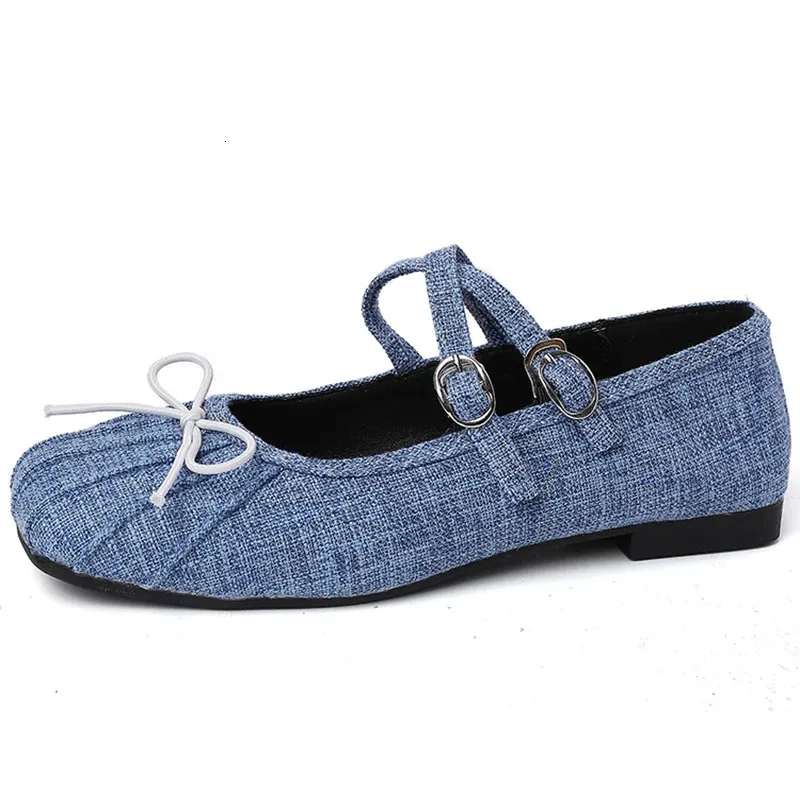 Square Toe Mary Jane Women's Fashionable Shallow Bow Elegant Formal Slip On Single Shoes