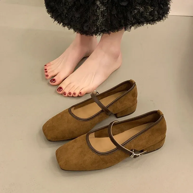 Casual Women's Summer Retro Spring Modis Ballet Dancer Mary Jane Suede Low Boots