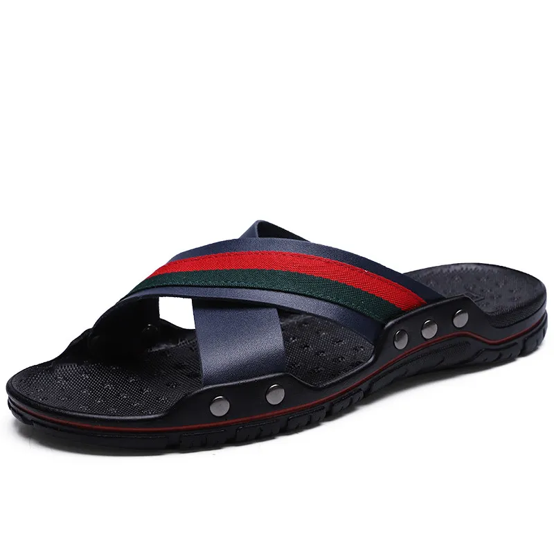 Summer Men Slippers Fashion Cross Strap Beach Water Shoes Men High Quality Slippers