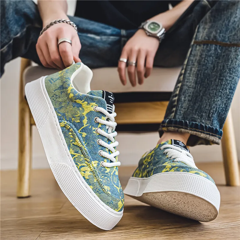Canvas Thick Soled Printed Men's Casual Fashion Shoes