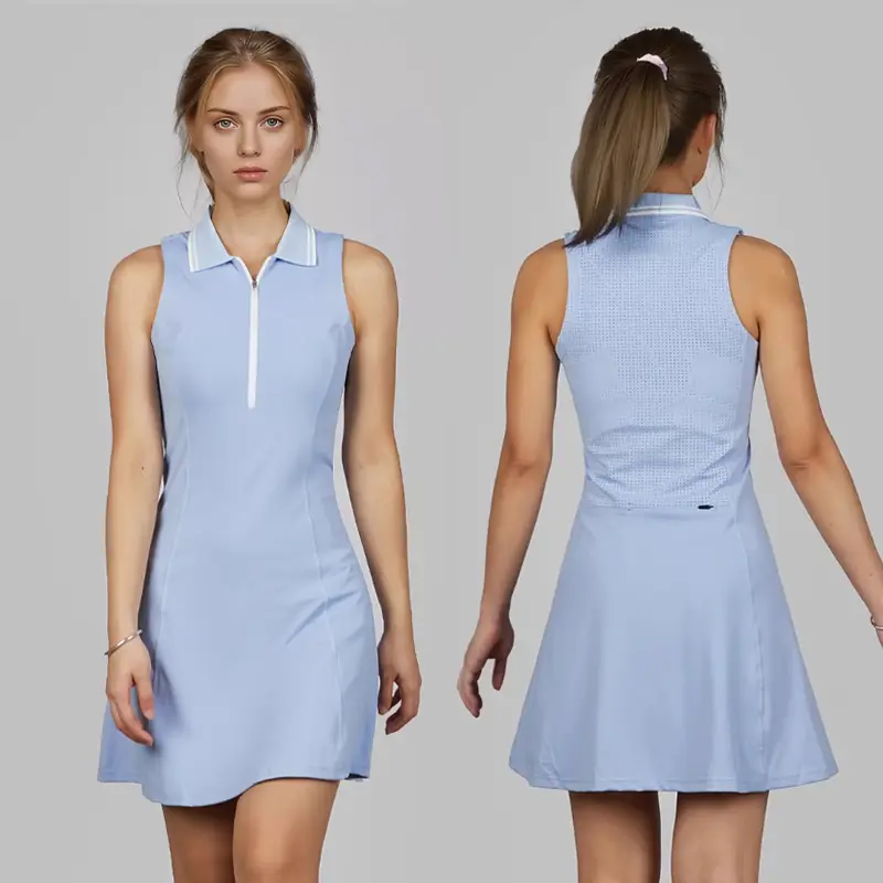Women's Sleeveless Golf Polo Dress Breathable Mesh Slim Sportwear