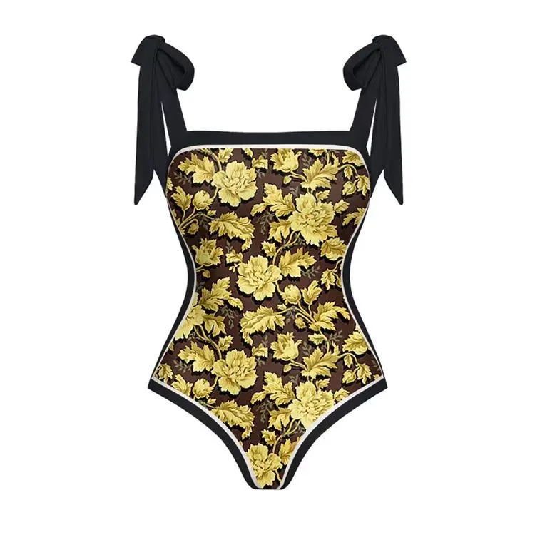 Women’s Retro Style One-Piece Backless Swimsuit with Skirt Vintage Holiday Surf Dress Swimwear