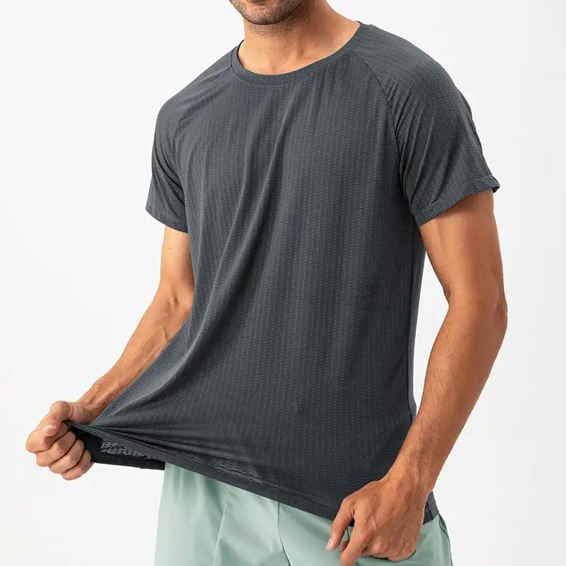 Men's Quick Dry Short Sleeve Sport Tops Gym Running Moisture Wicking Round Neck T-Shirt Training Sport Shirt Gym Clothes