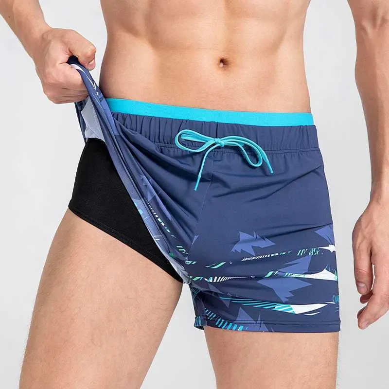 Men's Loose Fit Boxer-Style Swim Trunks Summer Beach Shorts for Swimming