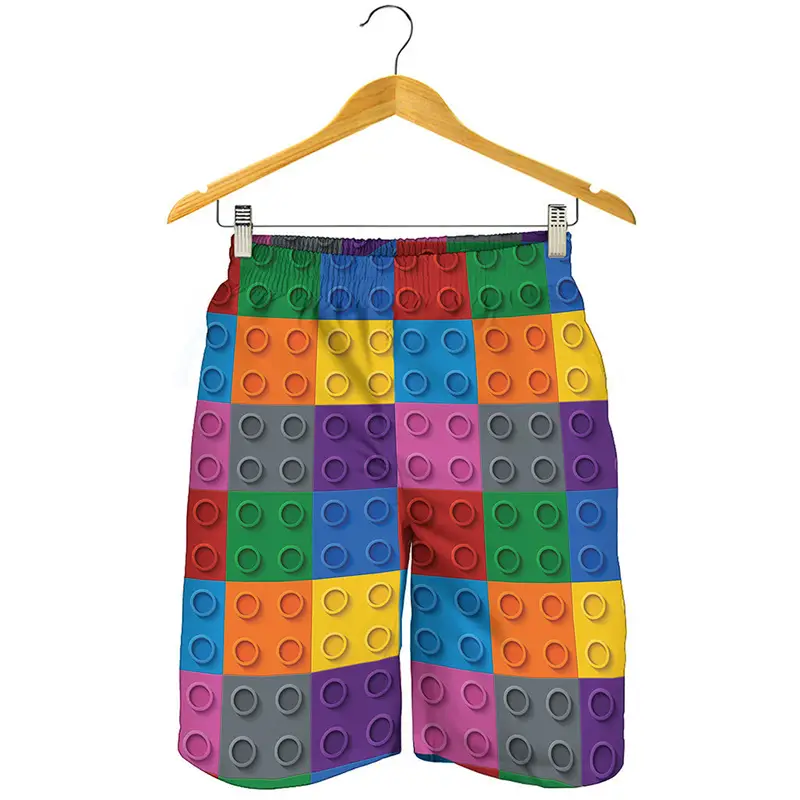 Men’s Summer Building Block Printed Shorts Creat...