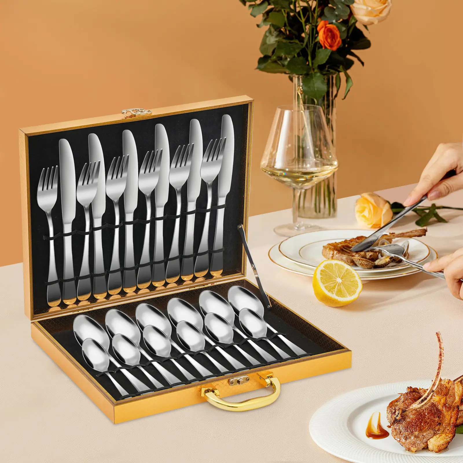 Cutlery Set Stainless Steel Silverware Kitchen Cut...