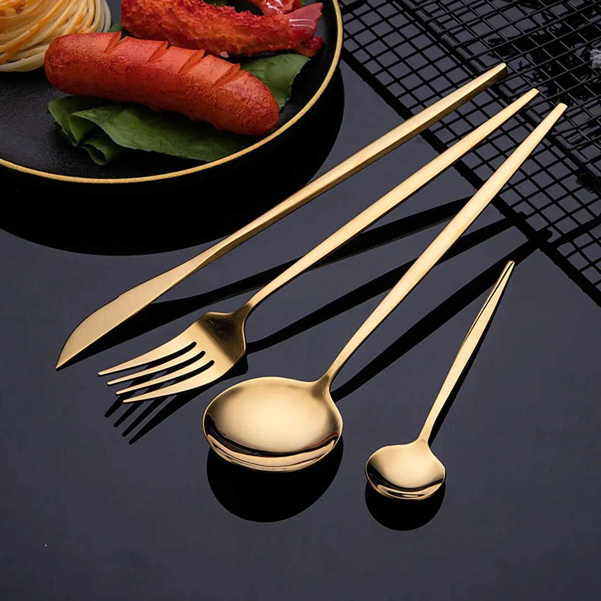 24-Piece Gold Cutlery Set Stainless Steel ...