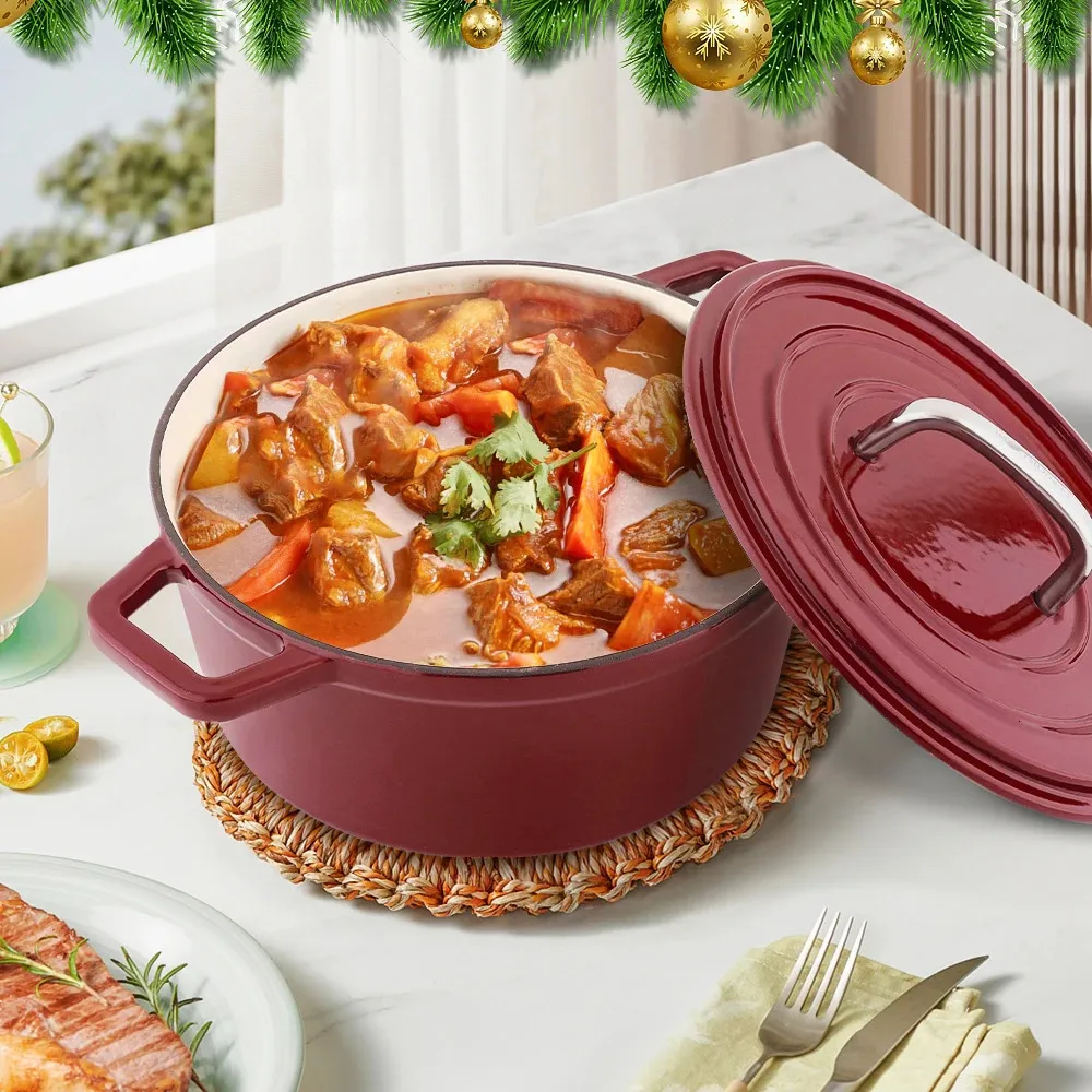 Cast Iron Casserole Pot Enamel Roasting ...