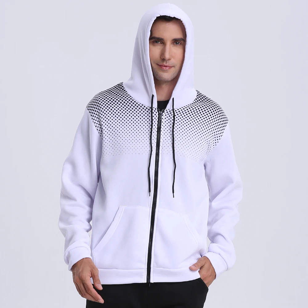 Men's Hoodie Zipper Pocket Polka Pot Print Hoodie ...