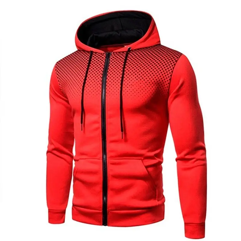 Men's Hoodie Zipper Pocket Polka Pot Print Hoodie Sweatshirt Sport Outdoor Casual Running Hoodie Slim Fit Sweatshirt