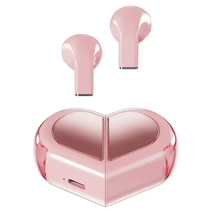 Wireless Earbuds Stereo Earphones With Rotatable Love Heart Shaped Charging Case Low Latency Headphones For Phone Tablet