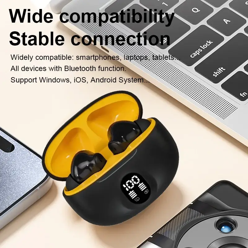 Wireless Headphones LED Power Earphones Digital Display Headset Stereo Sound Bluetooth-compatible
