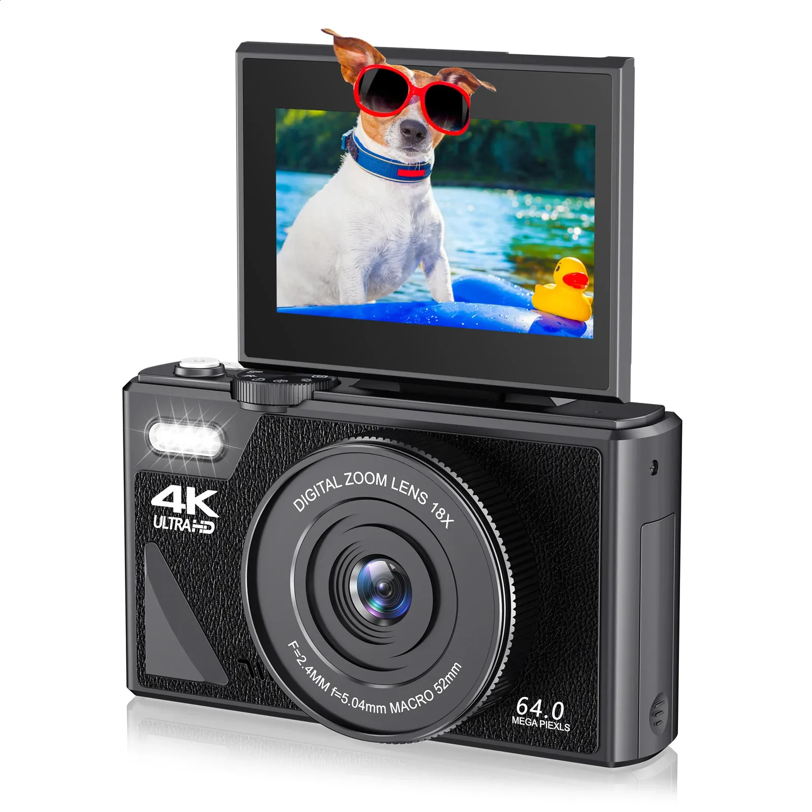 4k Camera For Pography 64mp 18x Digital Zoom Video Virtual Log Camera For Flip Screen Selfie Network Camera
