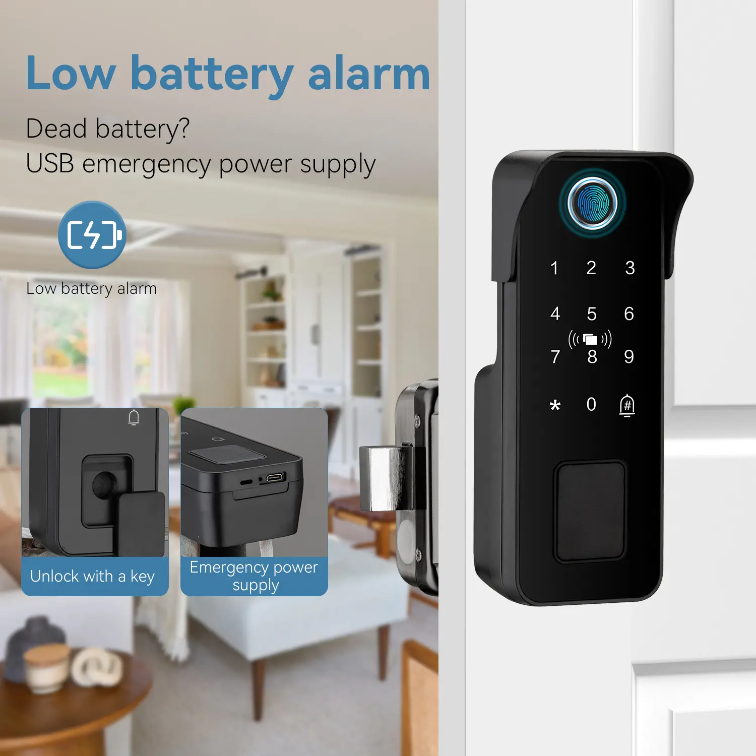 Tuya Waterproof Smart Door Lock Fingerprint Outdoor Garden Remote App Card Digital Code Electronic Double Rim Lock