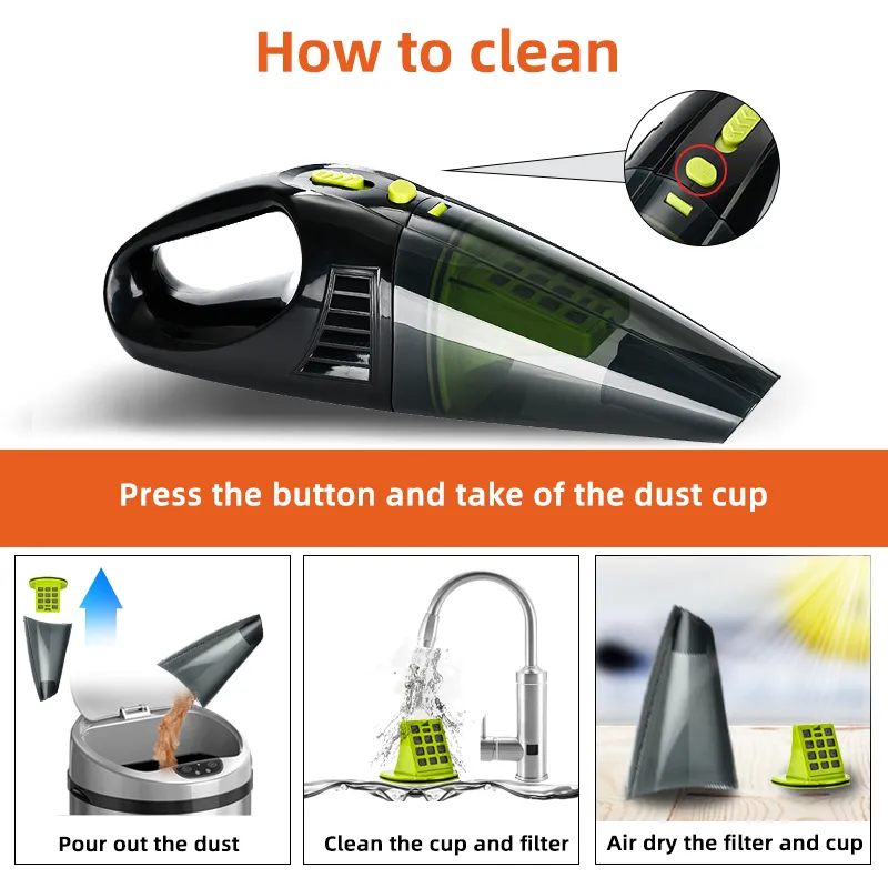 Car Vacuum Cleaner Portable Strong Suction Wired Handheld Mini Vacuum with Cleaning Kit