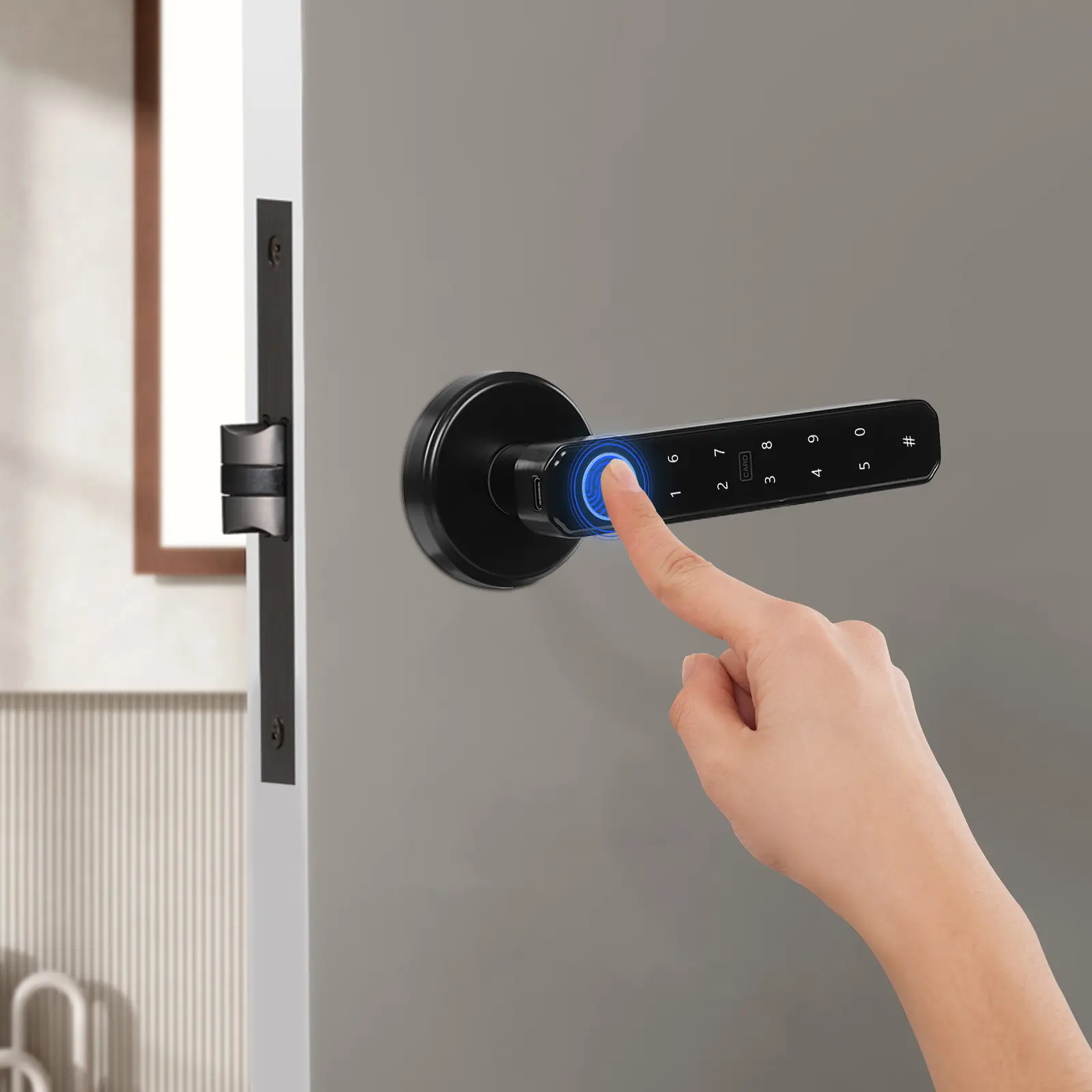 Smart Fingerprint Door Knob 5 Unlock Methods High Security 0.2s Fast Scan for Home and Office