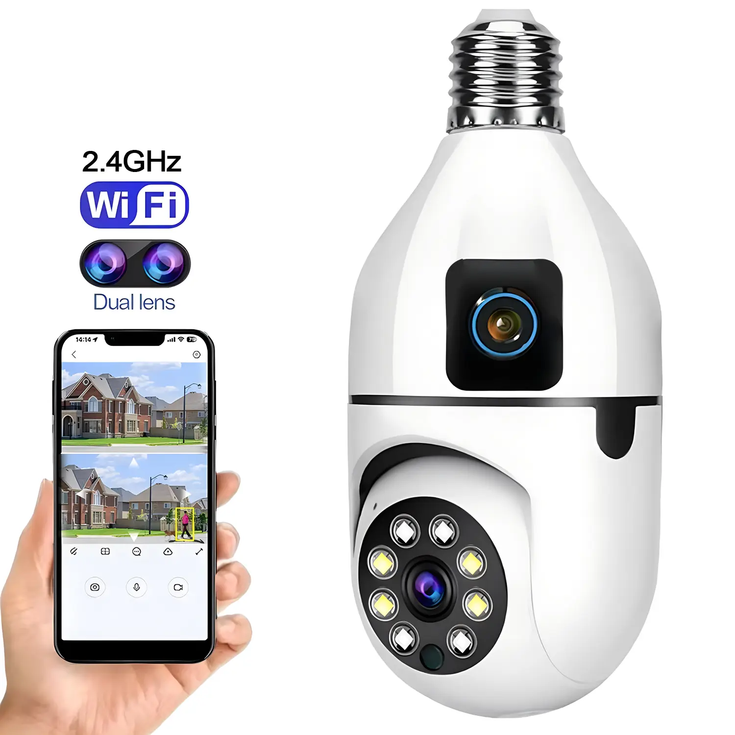 Outdoor PTZ Surveillance Camera 4MP Dual-Lens WiFi IP Security Cam with AI Auto Tracking