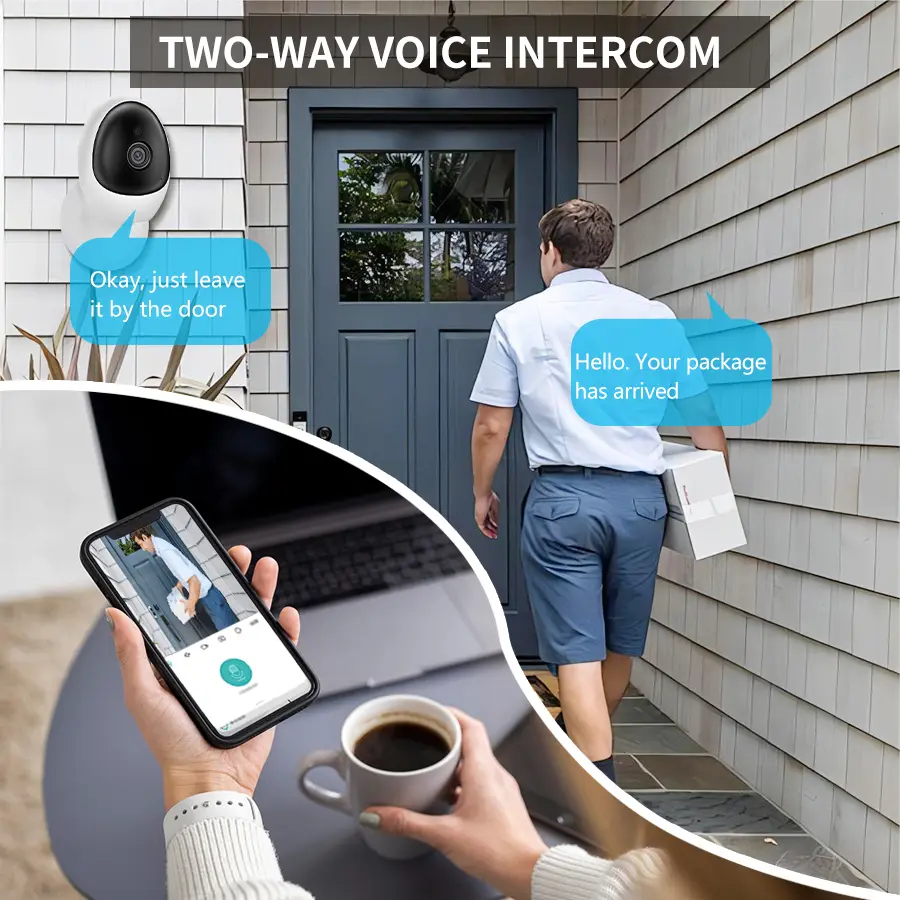 1080P WiFi Security Camera Mini Indoor Monitor with Night Vision, Two-Way Audio & Human Detection for Baby/Pet/Elder