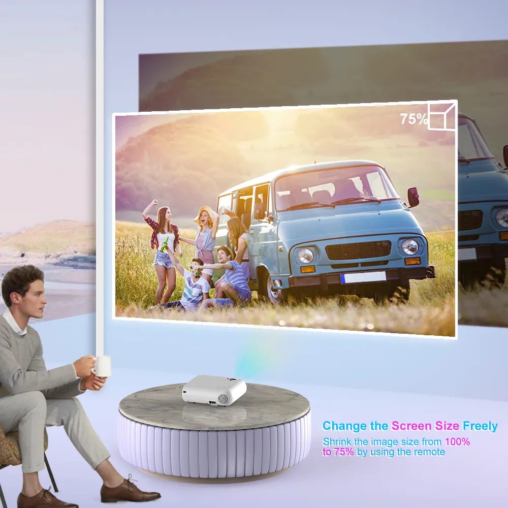 Android Mini Projector 4500 Lumens, 1080P Supported, Miracast LED Beamer for Mobile Home Theater