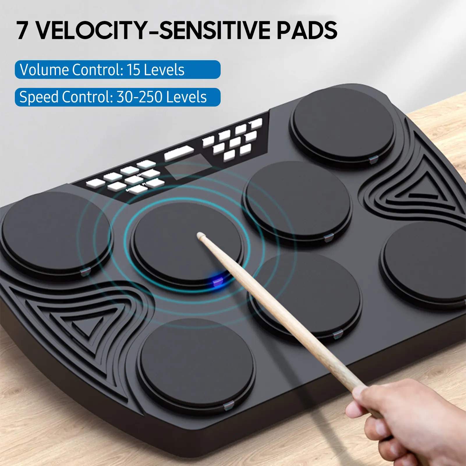Drum Instrument Portable Drum Kit Rechargeable Tab...