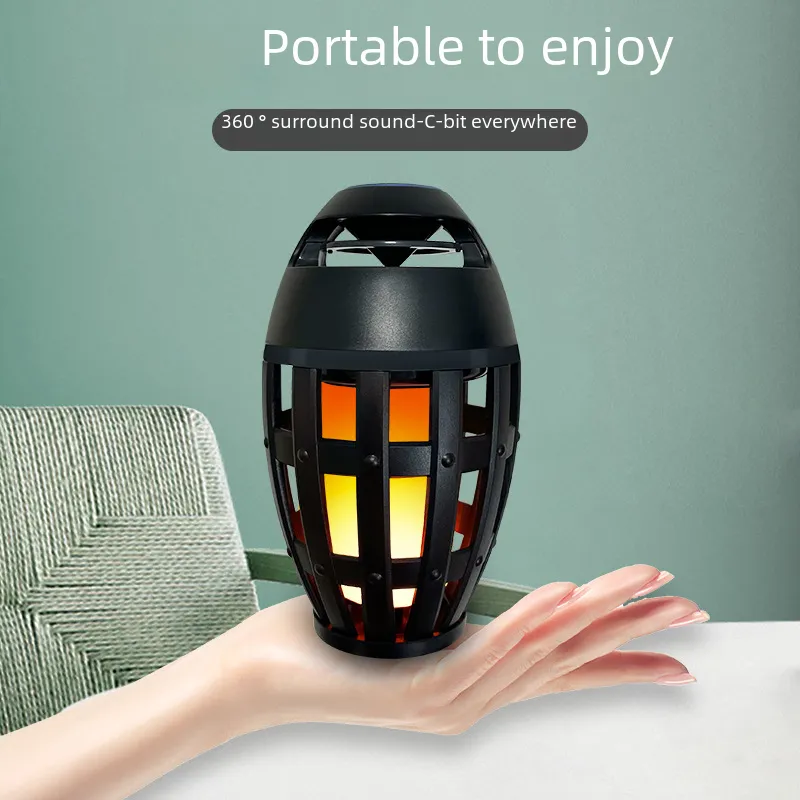 Bluetooth Flame Light Speaker Wholesale Home Outdoor Portable Led Holiday Light Christmas Sound Bluetooth Speaker