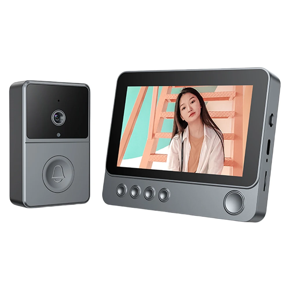 2.4G Audio Video Doorbell Camera 4.3 Inch IPS Screen Video Doorbell Two Way Voice Night Vision for Villa House Office Apartment