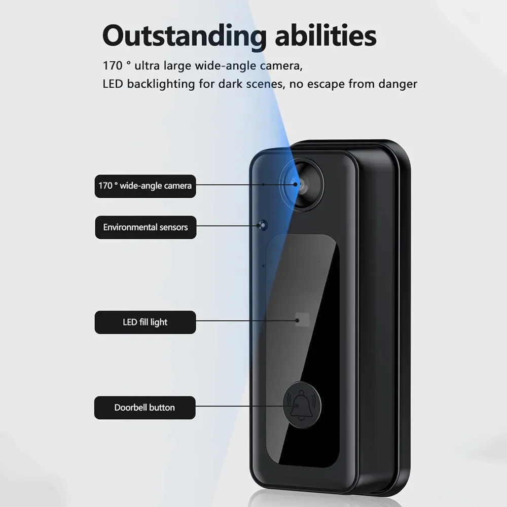 2.4G wireless visual intercom doorbell 4.3-inch IPS screen BT interconnection video monitoring intelligent doorbell TwoWay intercom