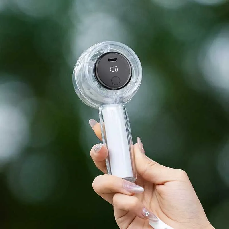 100-Speed Turbo Mini USB Fan  Handheld High-Speed Portable Fan with Colorful LED Lights