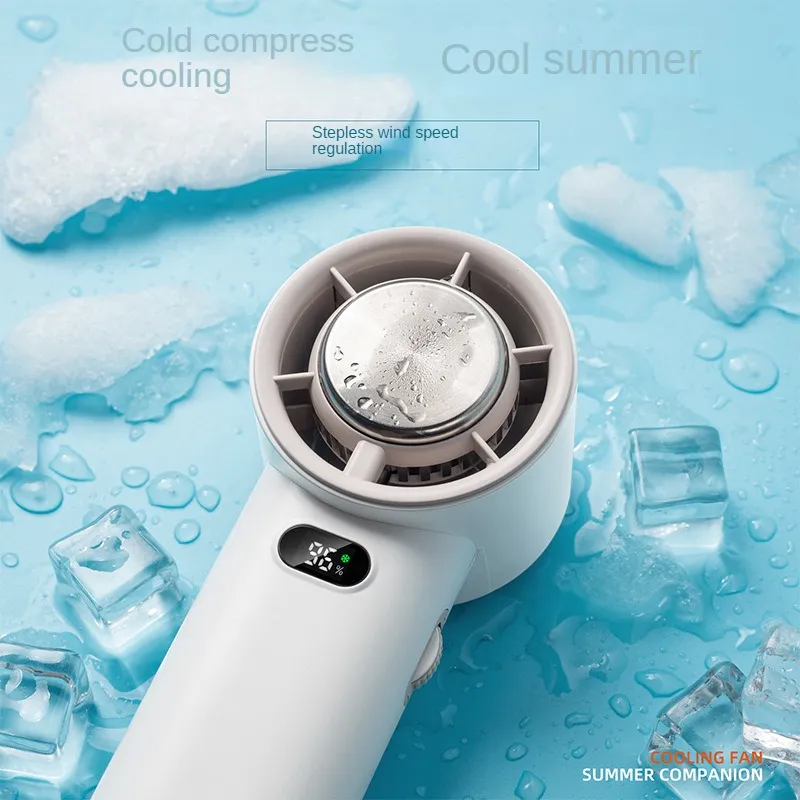 Ice-Sensing Turbo Handheld Fan Rechargeable Portable Fan with Table Use Option