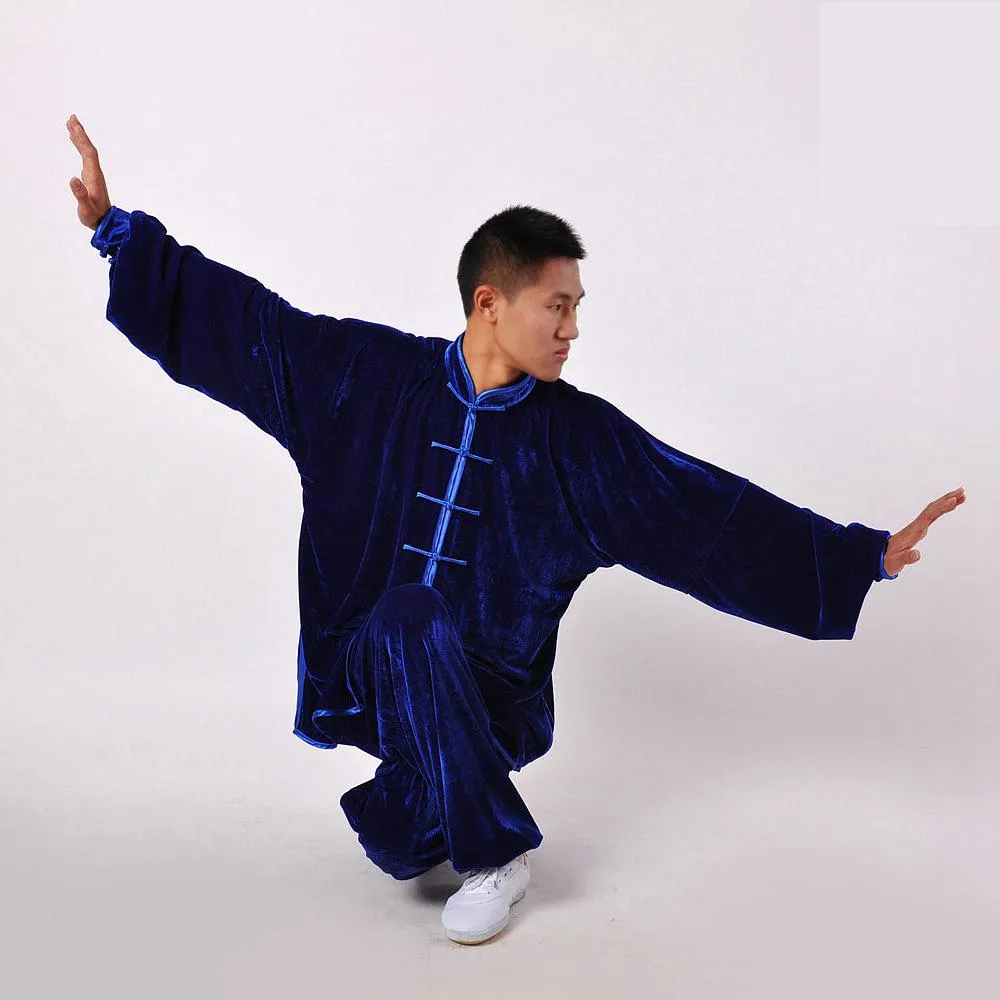 Women And Men Velour Tai Chi Suit Kung Fu Wushu Martial Arts Uniform Performance Jacket Pants Exercise Clothing