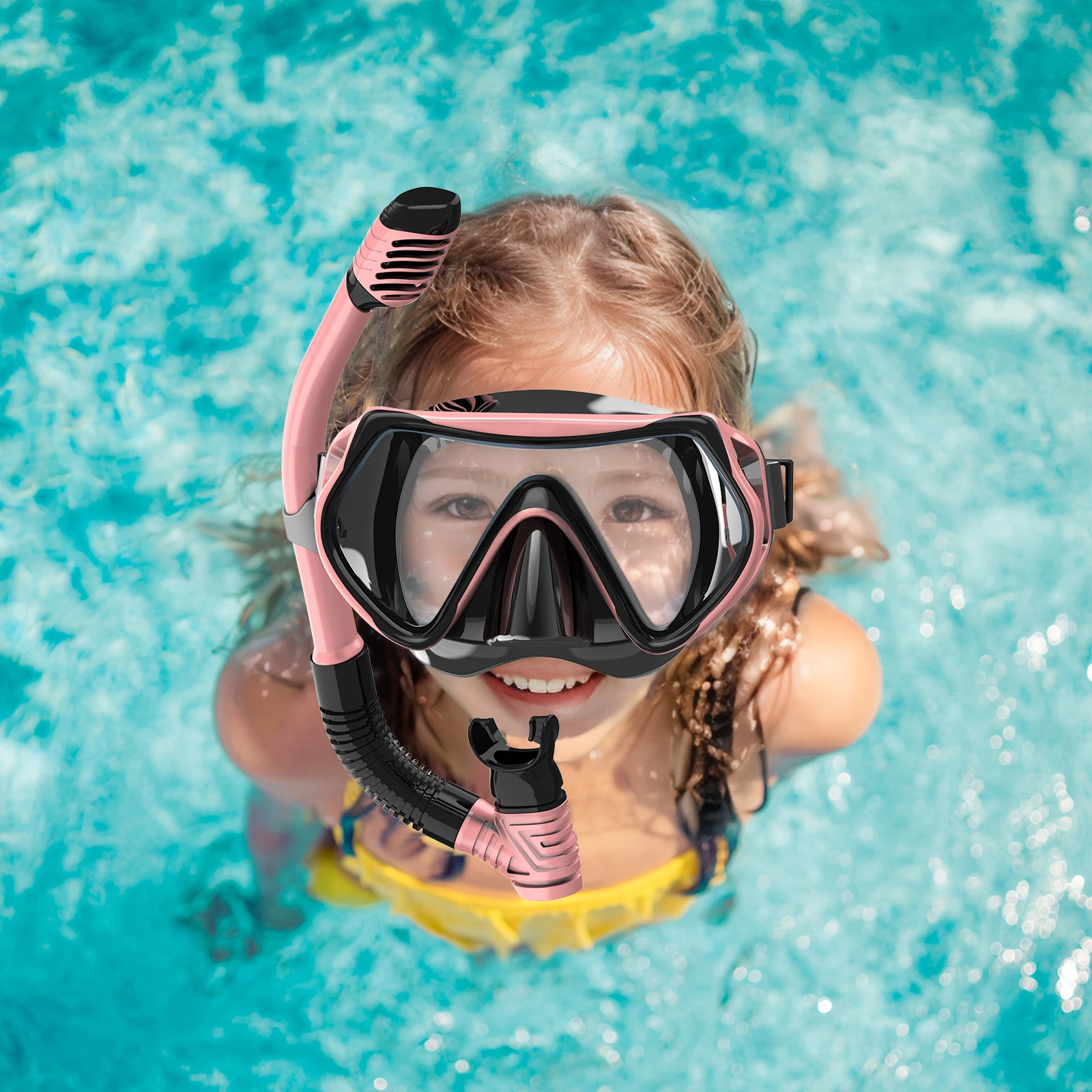 Kid’s Snorkeling Mask Set with Nose Cover Anti-Fog Swim Goggles Big Frame