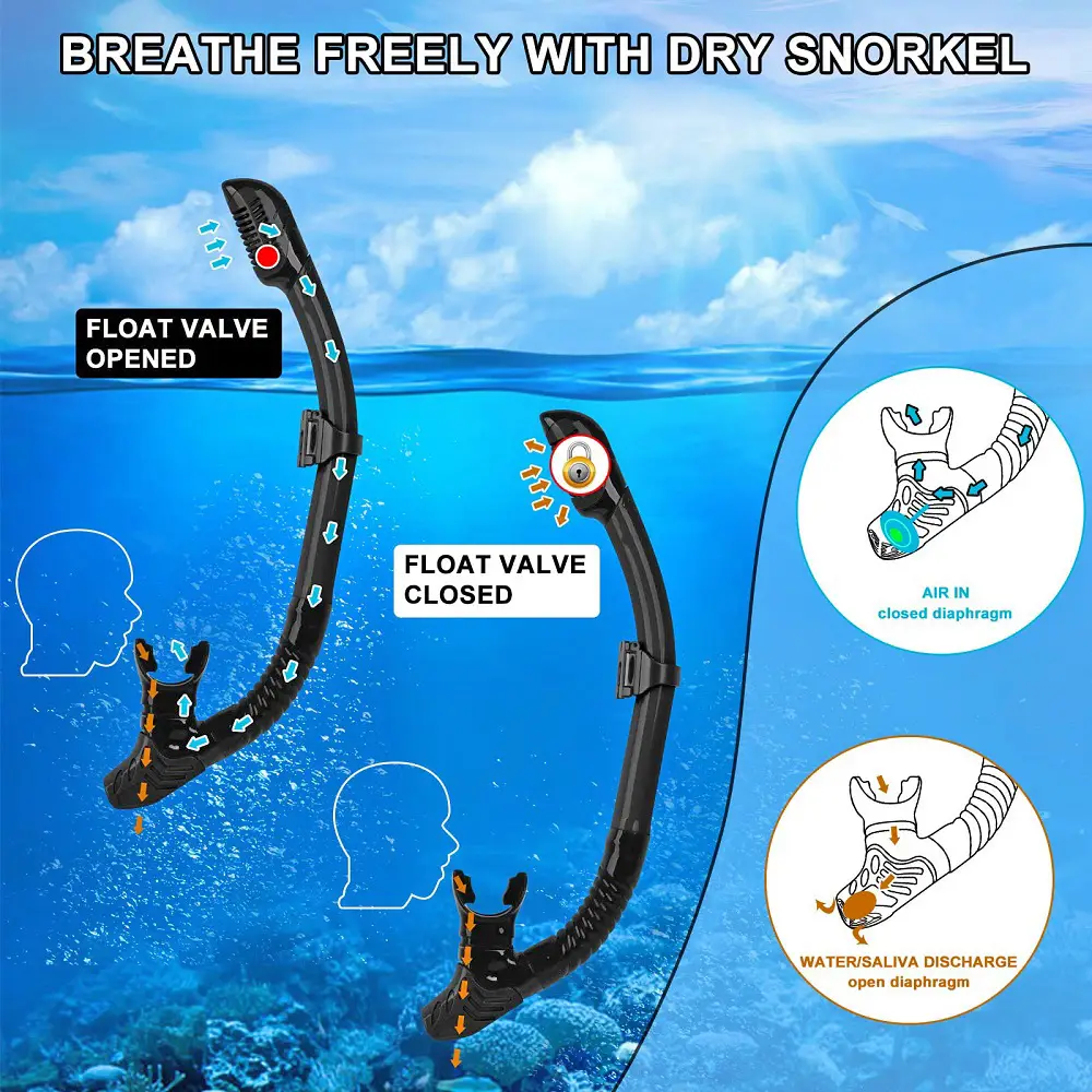 Dry Snorkel Set Professional Scuba Mask Anti-Leak Wide-View Tempered Glass
