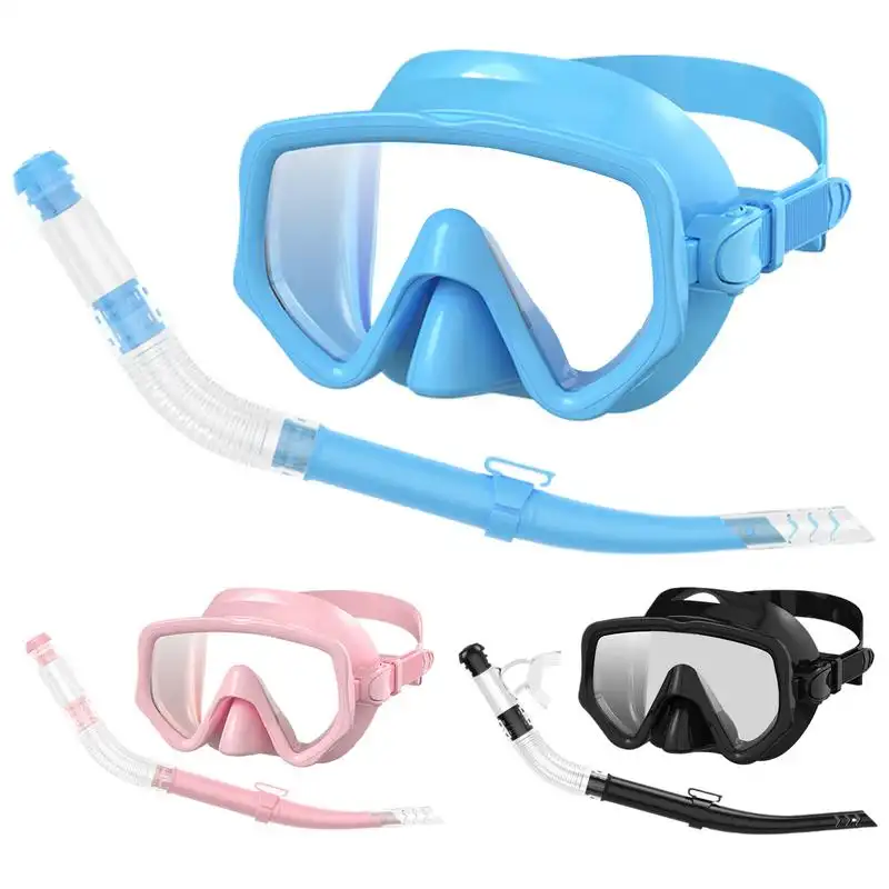 Panoramic View Scuba Mask with Nose Tube Silicone Underwater Face Cover Anti-Fog