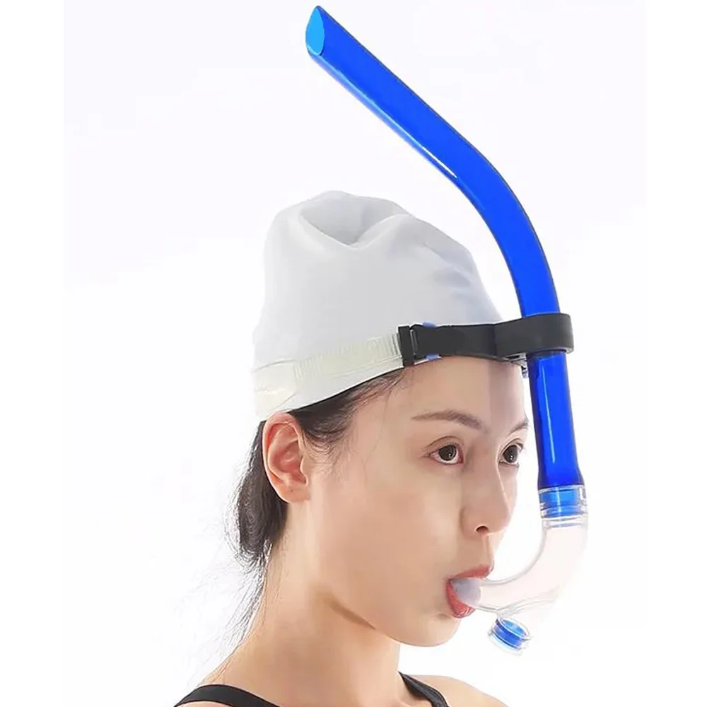 Center Mount Swim Training Snorkel with Comfort Mounted Silicone Mouthpiece for Junior Adult and Youth