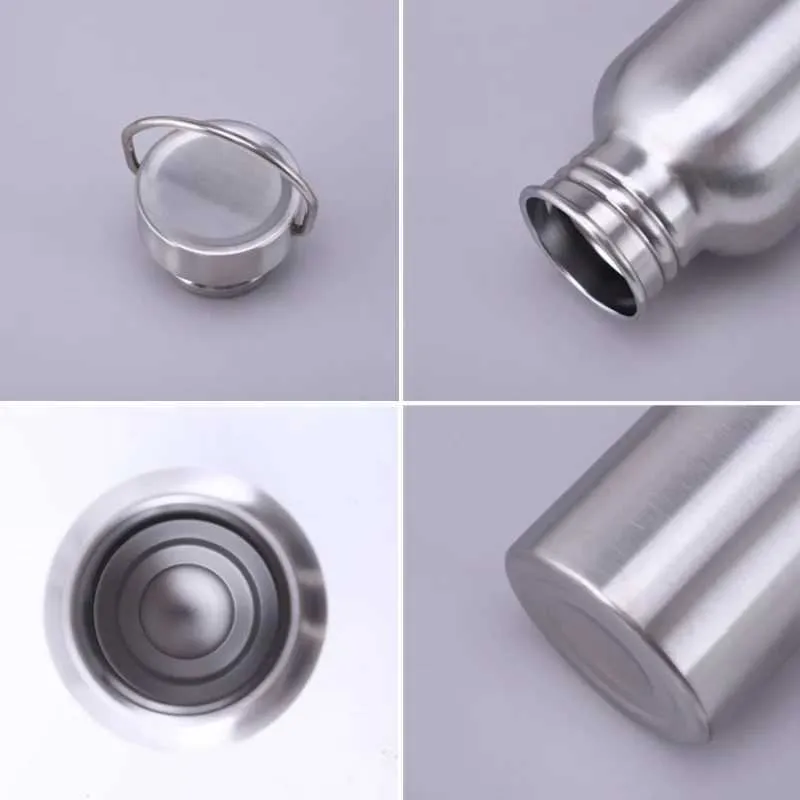 Stainless Steel Water Bottle Single Wall Large Capacity Big Mouth Vacuum Flasks With Lid Cycling Drinkware Sports