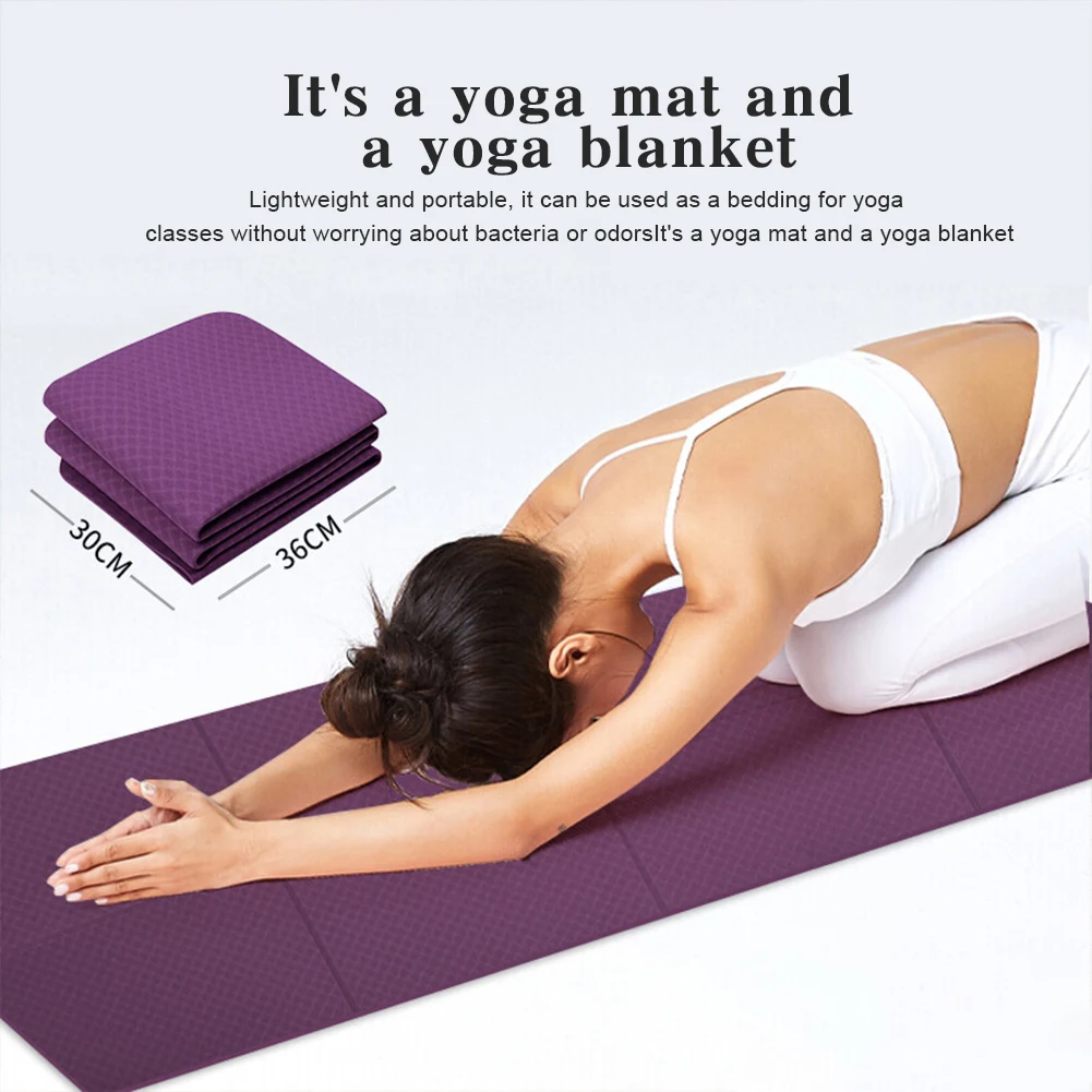 Foldable Yoga Mat Thick TPE Fitness Mat Non-Slip Yoga Mat Pilates Double-Sided Sports Mat Yoga Pilates Exercise