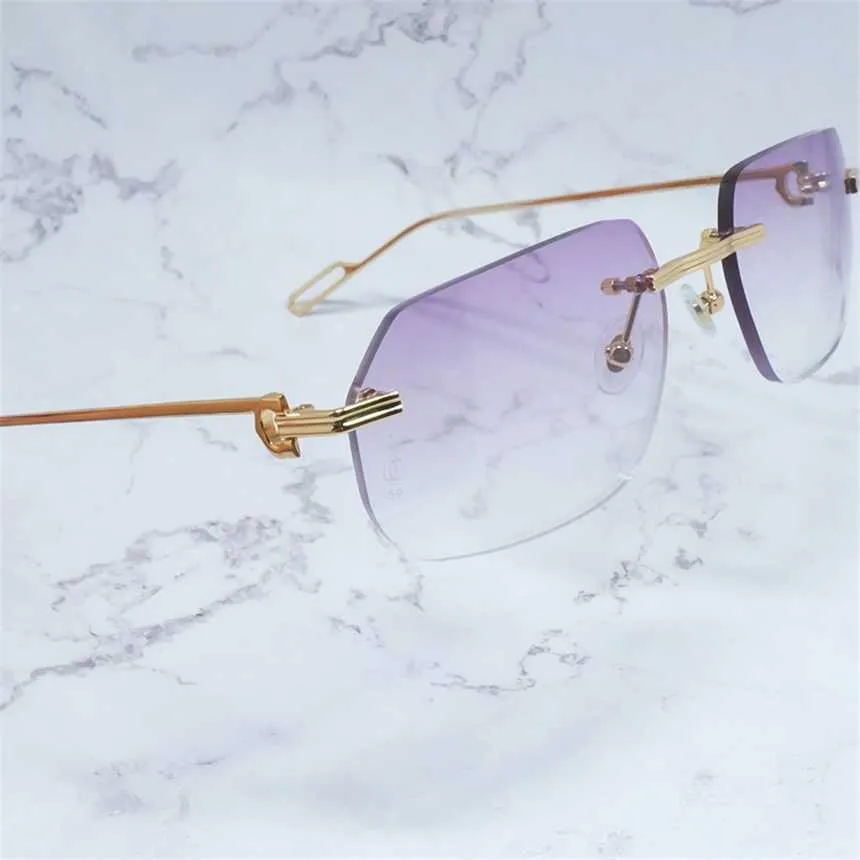 Sunglasses Rimless Eyeglasses Fashion Transparent Eyewear Clear Gold Frame Mujer Glasses For Women