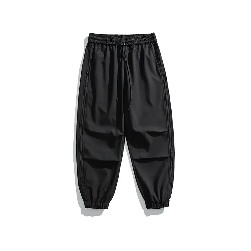 Men Travel Mountaineering Punch Pants Drawstring Side Opening Breathable Work Pants