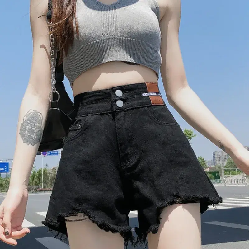 Women's Comfortable Classic Loose Denim Shorts High Waist Stretch Denim Shorts Summer Fashion Short Style