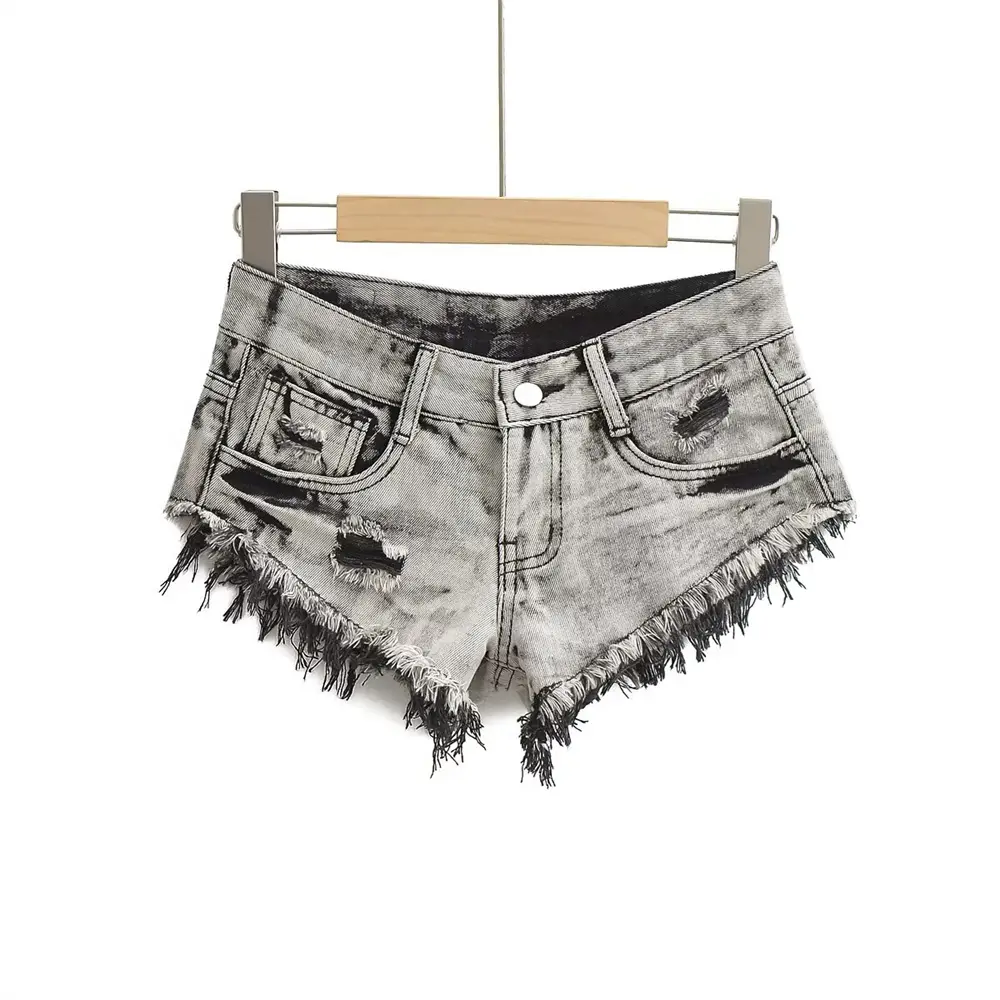 Summer Casual Women's Wear Hot Girl Style Blown Hole Design Hip-Hugging Slim Denim Shorts