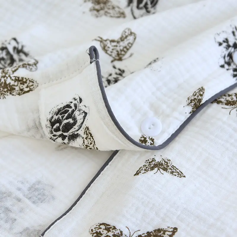 Lounge Pure Cotton Sleepwear Women's Pajamas Set Printed Short Sleeve Three Pieces Suit Spring Summer Home Wear Pyjamas