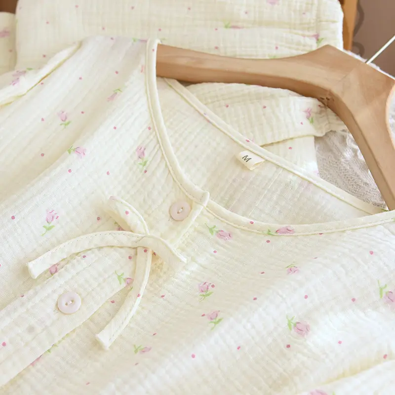 Pure Cotton 3 Pieces Set Home Suit Sleepwear Women's Pajamas Pyjamas Spring Summer Floral Nightwear For Women Loungewear