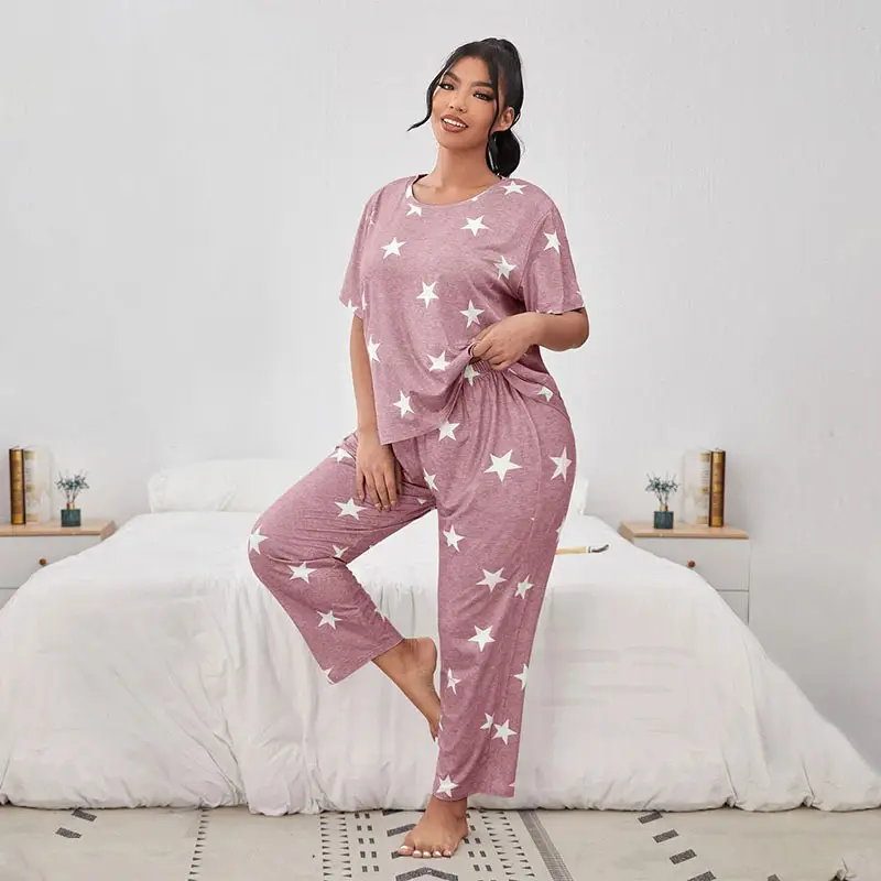 Big Size Pajamas For Women Summer Autumn Faux Cott...