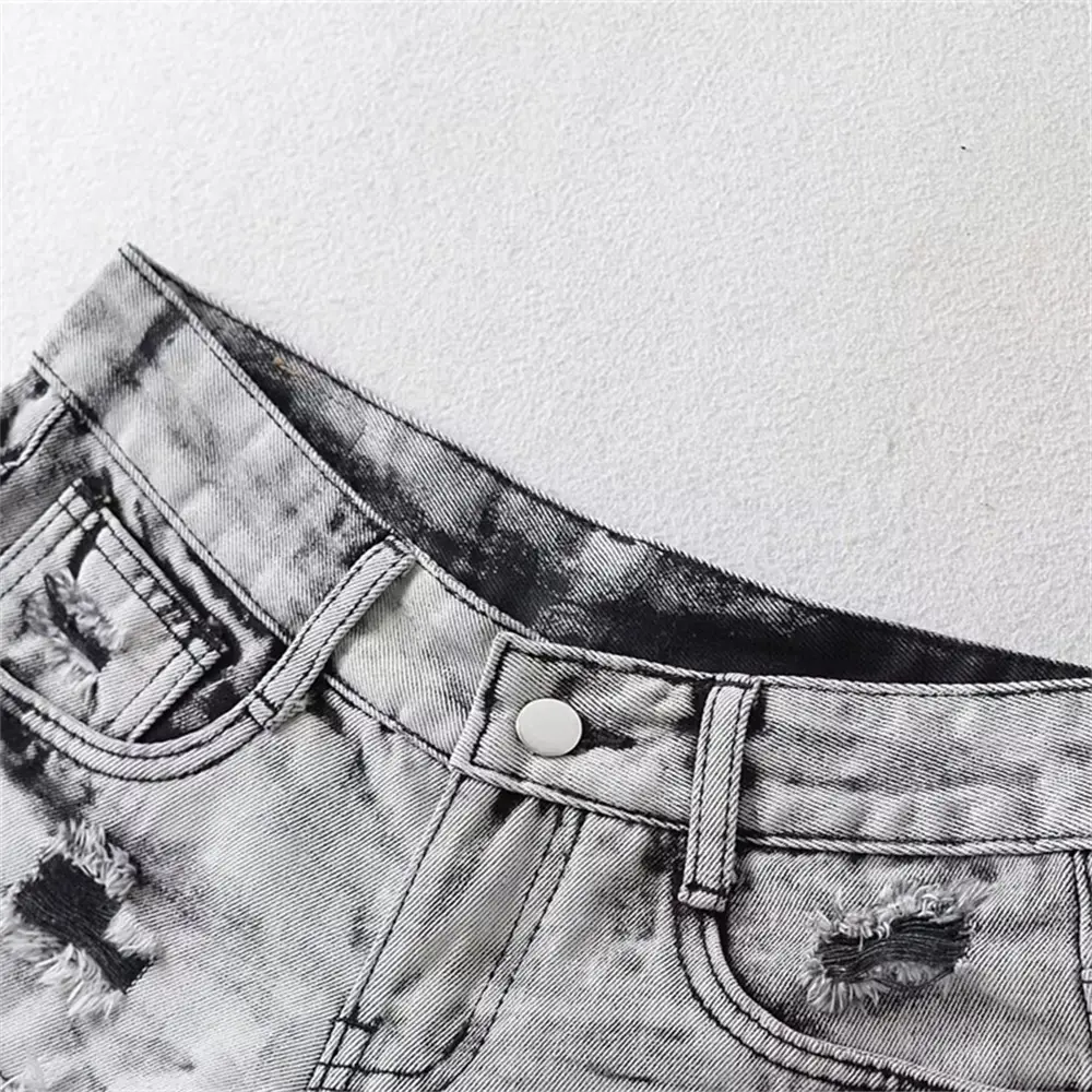 Summer Casual Women's Wear Hot Girl Style Blown Hole Design Hip-Hugging Slim Denim Shorts