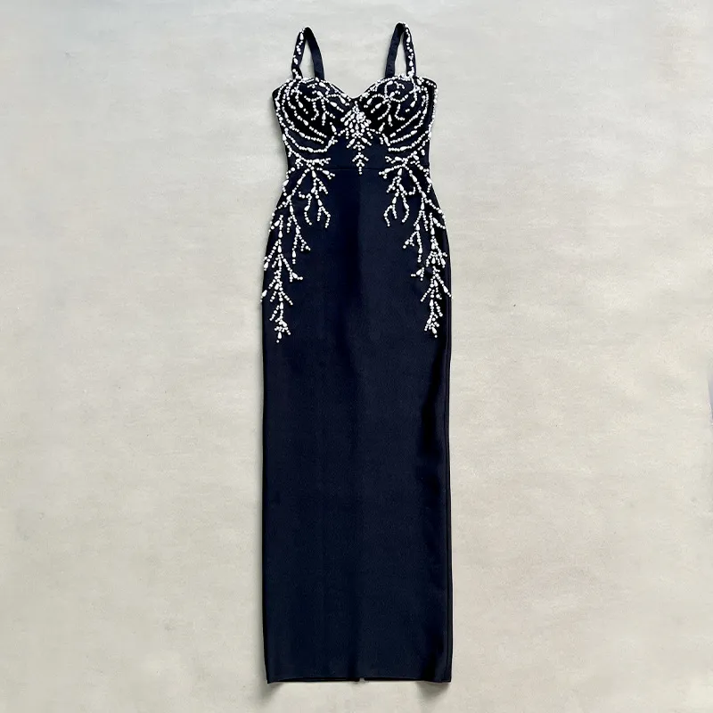 Black Bandage Casual Party Evening Dresses Strap S...