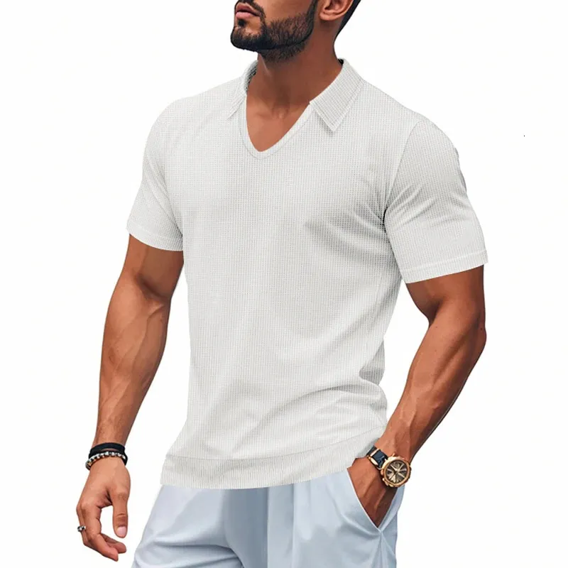 Men's Summer Casual Polo Shirt Heavy Duty Loose Fi...