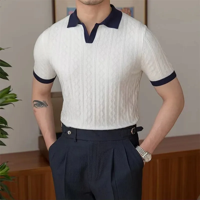 Men's Slim Fit Polo Shirt Summer Fashion Patchwork...